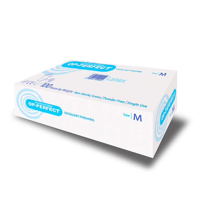 دستکش معاینه لاتکس بدون پودر  OP-Perfect Excellent Finishing